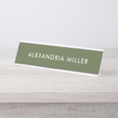 Gepersonaliseerde Olijven Groene Moderne Bureau Naambordje (Voorkant)