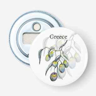 Gepersonaliseerde Olive Branch Waterverf Handbesch Button Flesopener