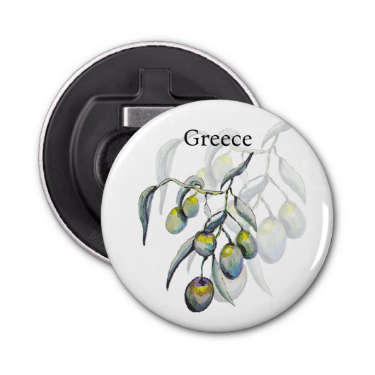 Gepersonaliseerde Olive Branch Waterverf Handbesch Button Flesopener (Voorkant)