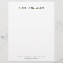 Gepersonaliseerde Olive Green Minimalist Letterhea