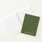 Gepersonaliseerde Olive Green White Classic Typogr Notitieboek (Binnen)