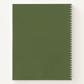 Gepersonaliseerde Olive Green White Classic Typogr Notitieboek (Achterkant)