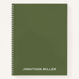 Gepersonaliseerde Olive Green White Classic Typogr Notitieboek