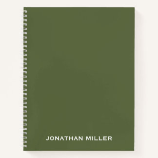 Gepersonaliseerde Olive Green White Classic Typogr Notitieboek