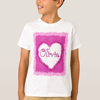 Gepersonaliseerde Olivia Waterverf Heart T-shirt