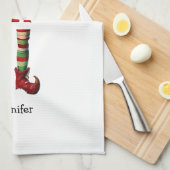 Gepersonaliseerde Oma Elf Kerst Keuken Handdoek (Quarter Fold)