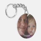 Gepersonaliseerde oma en kleinkind Foto cadeau Sleutelhanger (Voorkant Links)