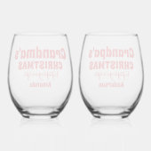 Gepersonaliseerde Oma en Opa Kerstmis Wijnglas Zonder Voet (Achterkant)