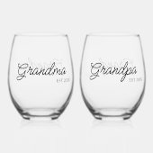 Gepersonaliseerde oma en opa wijnglas zonder voet (Achterkant)