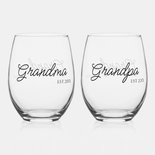 Gepersonaliseerde oma en opa wijnglas zonder voet (Achterkant)