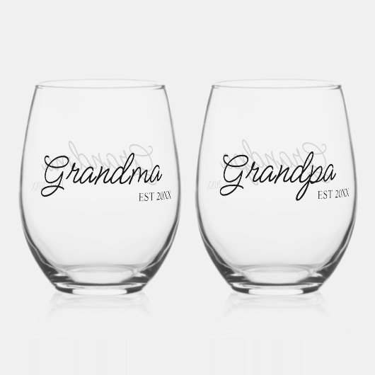 Gepersonaliseerde oma en opa wijnglas zonder voet (Voorkant)
