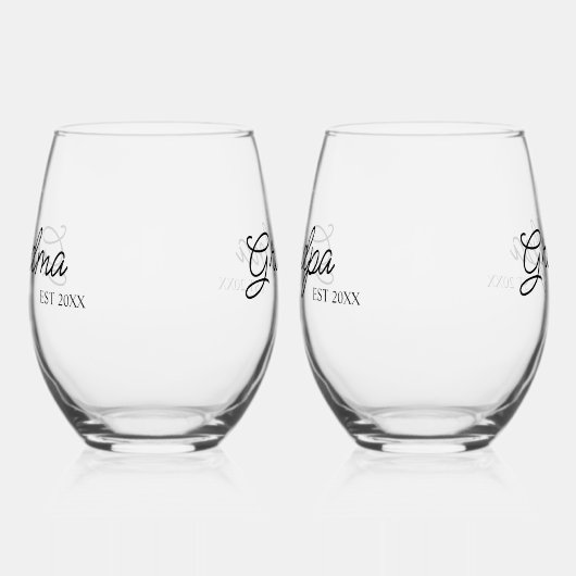 Gepersonaliseerde oma en opa wijnglas zonder voet (Links)