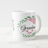 Gepersonaliseerde Oma Gevestigde Bloemenkrans Grote Koffiekop (Voorkant rechts)