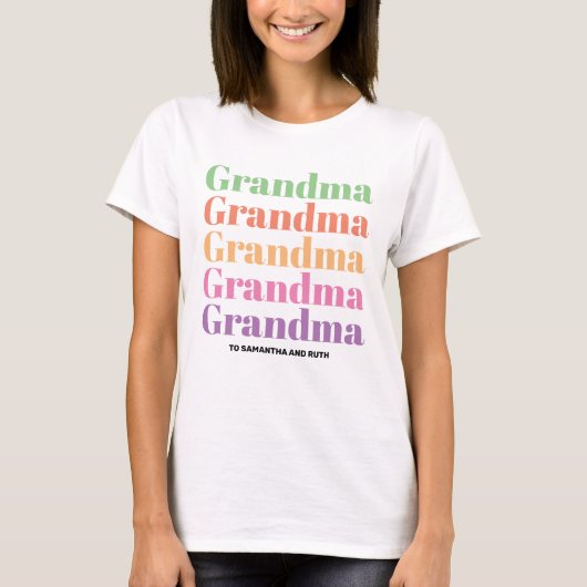 Gepersonaliseerde oma GrandKids Moederdag T-shirt (Voorkant)