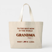 Gepersonaliseerde oma mama Mama Script Grote Tote Bag (Achterkant)