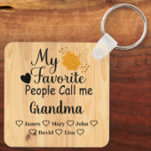 Gepersonaliseerde oma met namen van de kleinkinder sleutelhanger (Achterkant)