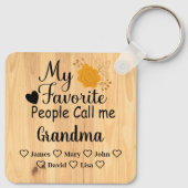 Gepersonaliseerde oma met namen van de kleinkinder sleutelhanger (Achterkant)