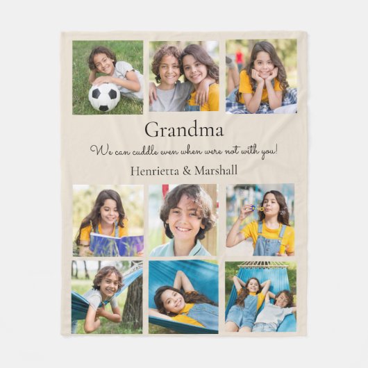 Gepersonaliseerde oma moderne fotocollage beige fleece deken (Voorkant)