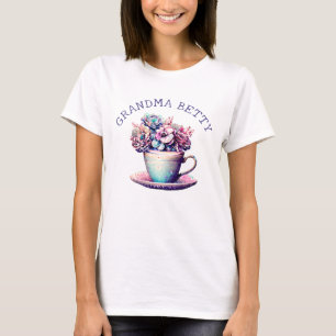 Gepersonaliseerde oma naam    bloemen t-shirt