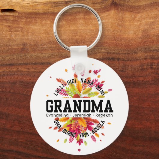Gepersonaliseerde OMA Nana Mimi Gigi Bloemen Sleutelhanger (Voorkant)