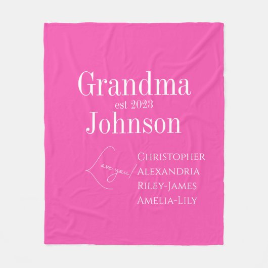 Gepersonaliseerde oma roze fleece deken (Voorkant)