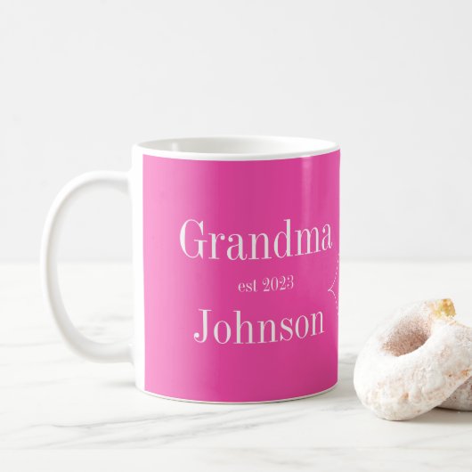 Gepersonaliseerde oma roze koffiemok (Met donut)