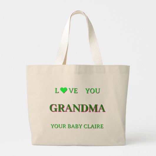 Gepersonaliseerde oma Script Grote Canvas tas GROE (Achterkant)