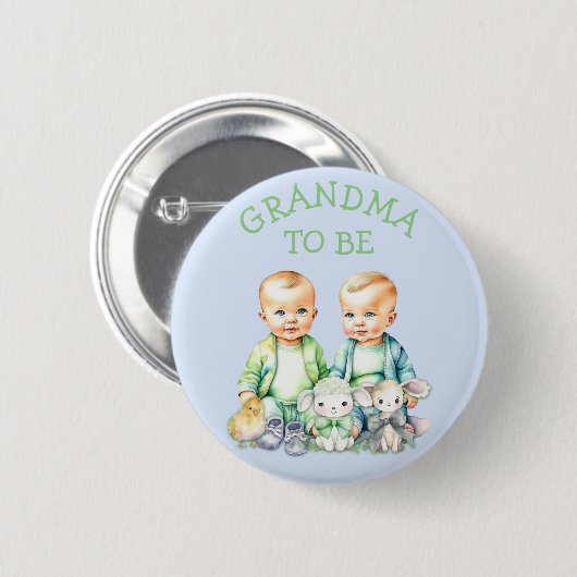 Gepersonaliseerde oma te zijn Twins Baby shower Ronde Button 5,7 Cm (Voorkant /achterkant)