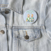 Gepersonaliseerde oma te zijn Twins Baby shower Ronde Button 5,7 Cm (In situ)