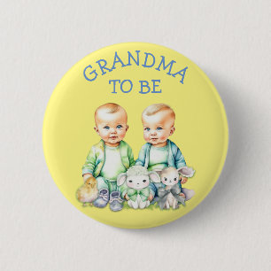 Gepersonaliseerde oma te zijn Twins Baby shower Ronde Button 5,7 Cm
