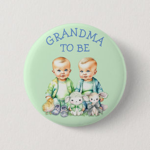 Gepersonaliseerde oma te zijn Twins Baby shower Ronde Button 5,7 Cm