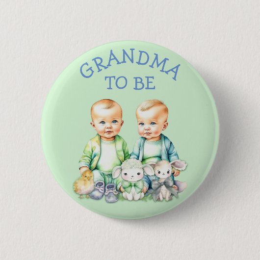 Gepersonaliseerde oma te zijn Twins Baby shower Ronde Button 5,7 Cm (Voorkant)