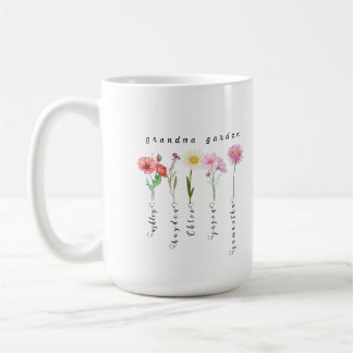 Gepersonaliseerde oma tuin geboorte bloemen koffiemok