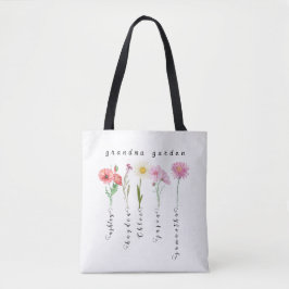 Gepersonaliseerde oma tuin geboorte bloemen tote bag