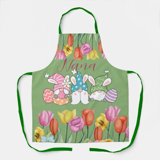 Gepersonaliseerde oma tulp bloem Pasen kabouters Schort (Voorkant)