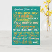 Gepersonaliseerde Oma, U bent mijn Zonneschijn Gro Kaart (Gele Bloem)