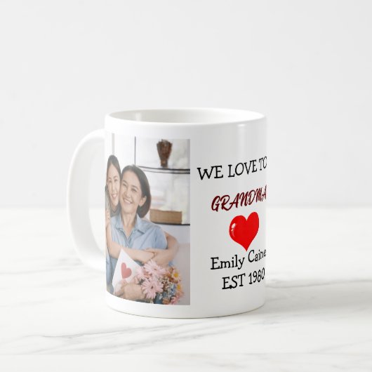 Gepersonaliseerde oma We houden van je 2 foto's Koffiemok (Voorkant links)