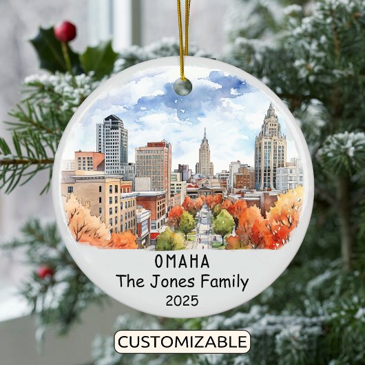 Gepersonaliseerde Omaha Ornament, Nebraska Keramisch Ornament
