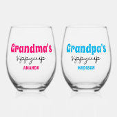 Gepersonaliseerde oma's en opa's Sippy Cup Wijnglas Zonder Voet (Voorkant)