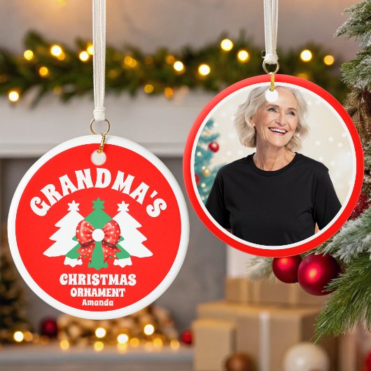 Gepersonaliseerde Oma's Foto Kerstboom Keramisch Ornament