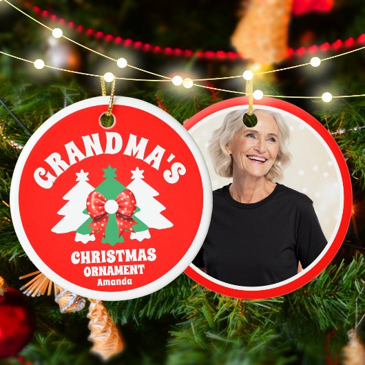 Gepersonaliseerde Oma's Foto Kerstboom Keramisch Ornament