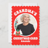 Gepersonaliseerde Oma's Foto Kerstmis Feestdagenkaart (Voorkant)