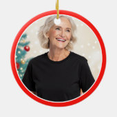 Gepersonaliseerde Oma's Foto Lelijke Trui Keramisch Ornament (Achterkant)