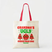 Gepersonaliseerde oma's lelijke kersttrui tote bag (Voorkant)