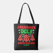 Gepersonaliseerde oma's lelijke kersttrui tote bag (Achterkant)