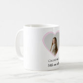 Gepersonaliseerde Oma's Little Miracle Heart Foto Koffiemok (Voorkant links)