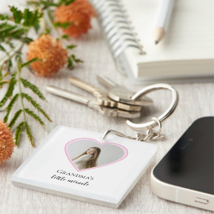 Gepersonaliseerde Oma's Little Miracle Heart Foto Sleutelhanger