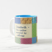 Gepersonaliseerde oma's Quilt Custom Tweekleurige Koffiemok (Voorkant links)