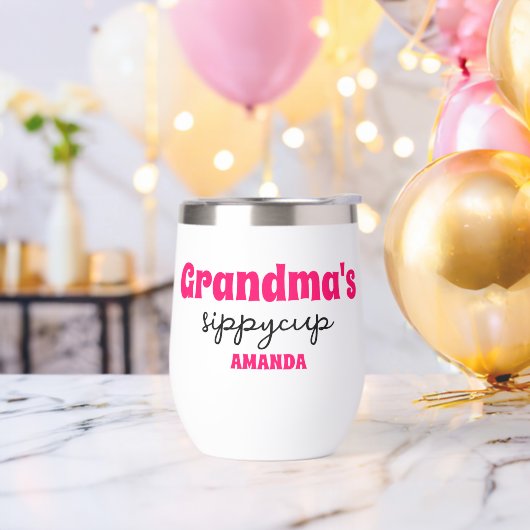 Gepersonaliseerde oma's Sippy Cup Wijn Tumbler (Vrijgezellenfeest)
