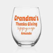 Gepersonaliseerde oma's Thanksgiving Sippy Cup Wijnglas Zonder Voet (Voorkant)